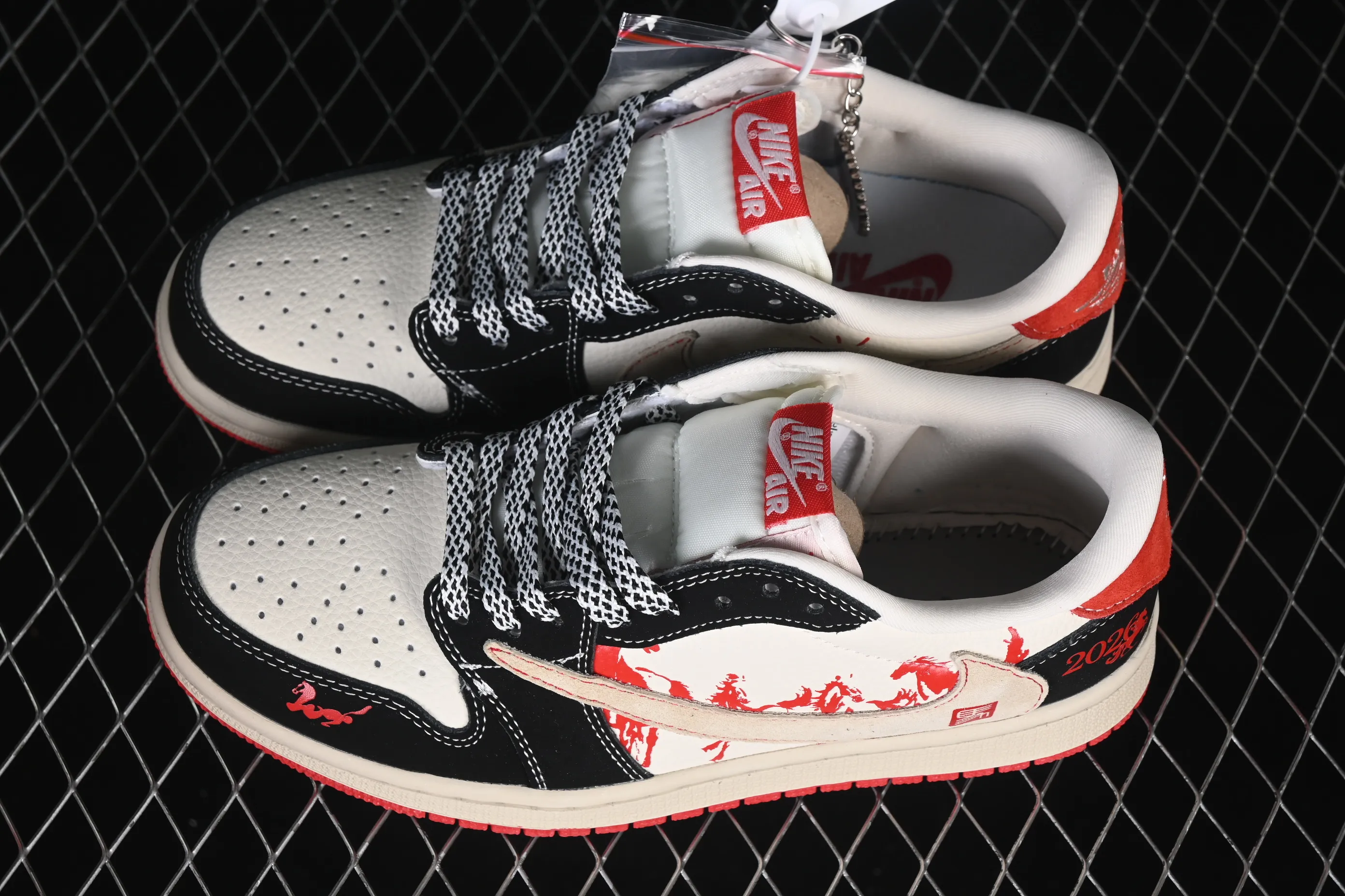 All categories Air Jordan Jordan series basketball shoes Air Jordan 1 Low High-end customized low-top sneakers Travis Scott x Fragment Design x Air Jordan 1 Low OG SP AJ1 Joe 1 Year of the Horse joint black and red Year of the Horse low-top cultural casual sneakers XS2025-086